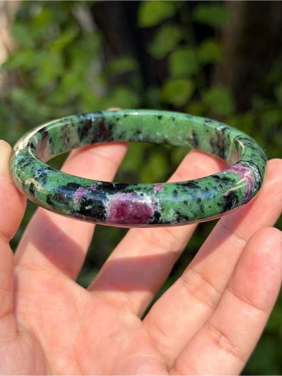 Jewelry - Green and Pink Gemstone Bangle Bracelet - Palo